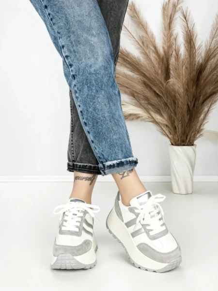 Pantofi Sport Dama cu Platforma 3596 SILVER | MEI