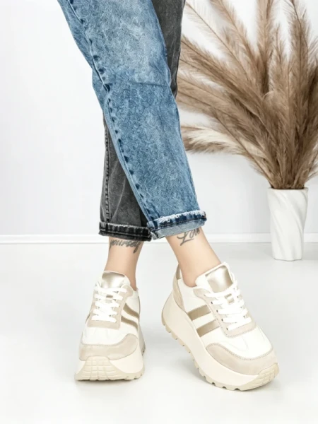 Pantofi Sport Dama cu Platforma 3596 BEIGE | MEI