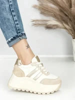 Pantofi Sport Dama cu Platforma 3596 BEIGE | MEI