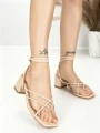 Sandale Dama cu Toc Gros LOLA5237 BEIGE | GIVANA