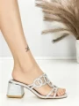 Sandale Dama cu Toc Gros QQ-169 SILVER | STEPHAN