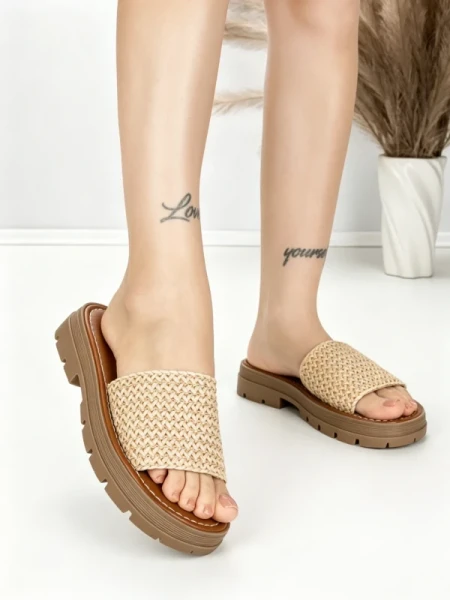 Papuci Dama cu Talpa Joasa TH-12 BEIGE | STEPHAN