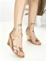 Sandale Dama cu Platforma BE-6013 CHAMPAGNE | BEUE SHOES