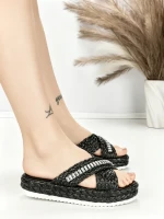 Papuci Dama cu Talpa Joasa BE-6077 BLACK | BEUE SHOES
