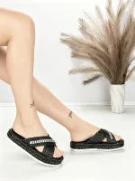 Papuci Dama cu Talpa Joasa BE-6077 BLACK | BEUE SHOES