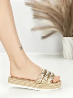 Papuci Dama cu Talpa Joasa BE-6073 GOLD | BEUE SHOES