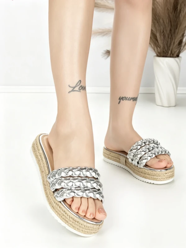 Papuci Dama cu Talpa Joasa BE-6073 SILVER | BEUE SHOES