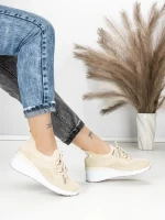 Pantofi Sport Dama cu Platforma P38 BEIGE | EMAS