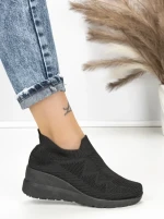 Pantofi Sport Dama cu Platforma R-276 ALL BLACK | EMAS