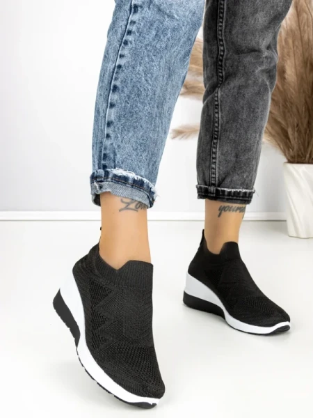 Pantofi Sport Dama cu Platforma R-276 BLACK | EMAS