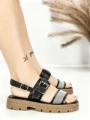 Sandale Dama cu Talpa Joasa TH-7 BLACK | STEPHAN