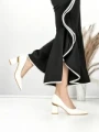 Pantofi cu Toc Gros J-221 WHITE | CHERIE