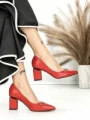 Pantofi cu Toc Gros J-221 RED | CHERIE