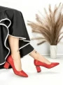 Pantofi cu Toc Gros J-221 RED | CHERIE