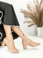 Pantofi cu Toc Gros J-56A APRICOT | CHERIE