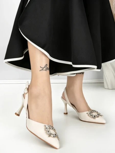 Pantofi Stiletto J-209 WHITE | CHERIE