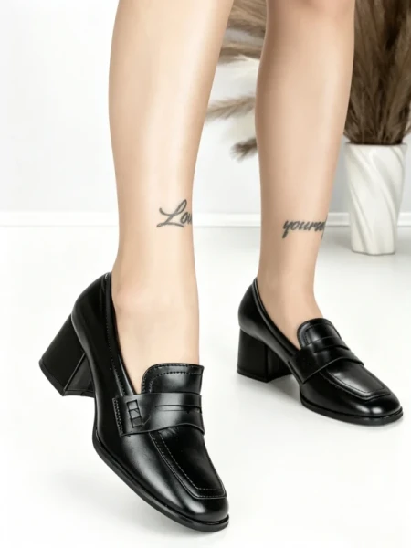 Pantofi cu Toc Gros L72168E BLACK | ABLOOM