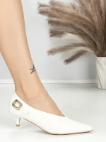 Pantofi cu Toc mic L6-71-2 WHITE | ABLOOM