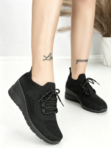 Pantofi Sport Dama cu Platforma P38 ALL BLACK | EMAS