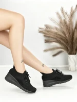 Pantofi Sport Dama cu Platforma P38 ALL BLACK | EMAS