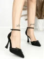 Sandale Dama cu Toc Subtire 6DC8 BLACK | MEI