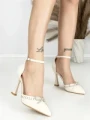 Sandale Dama cu Toc Subtire 6DC8 BEIGE | MEI