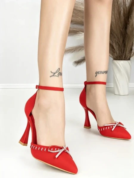 Sandale Dama cu Toc Subtire 6DC8 RED | MEI