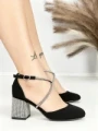 Sandale Dama cu Toc Gros 6XKK19 BLACK | MEI
