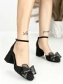 Sandale Dama cu Toc Gros 6XKK18 BLACK-GUNCOLOR | MEI