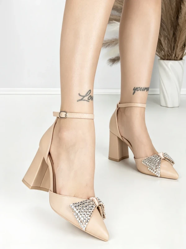 Sandale Dama cu Toc Gros 6XKK21 BEIGE | MEI