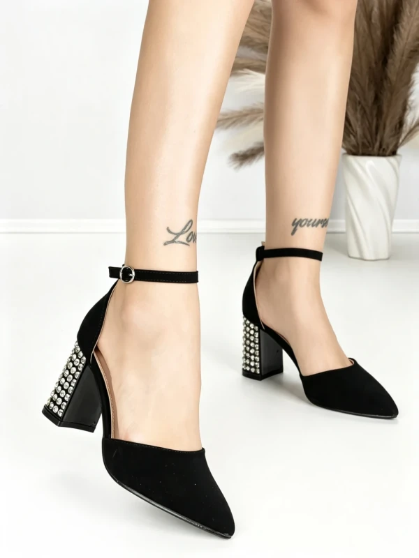 Sandale Dama cu Toc Gros 6YXD12 BLACK | MEI