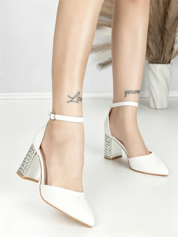 Sandale Dama cu Toc Gros 6YXD12 WHITE | MEI
