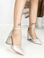 Sandale Dama cu Toc Gros 6YXD12 SILVER | MEI