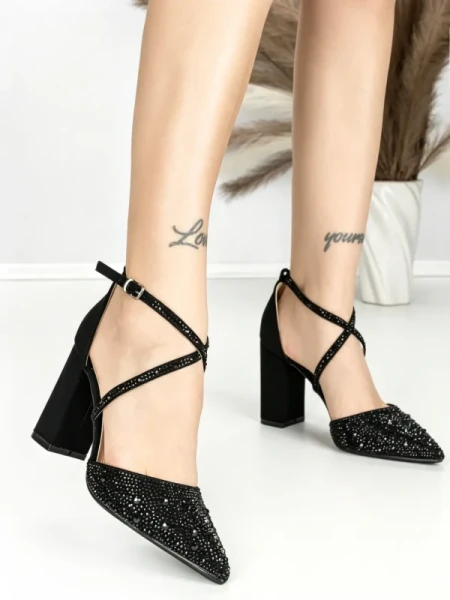 Sandale Dama cu Toc Gros 6YXD11 BLACK | MEI