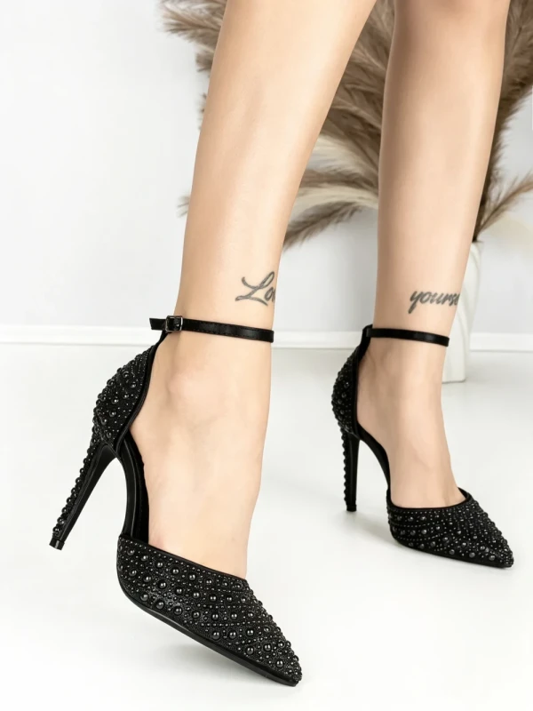 Sandale Dama cu Toc Subtire 6DC7 BLACK | MEI