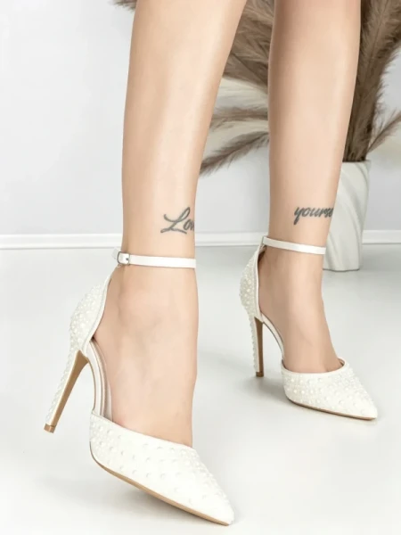 Sandale Dama cu Toc Subtire 6DC7 WHITE | MEI