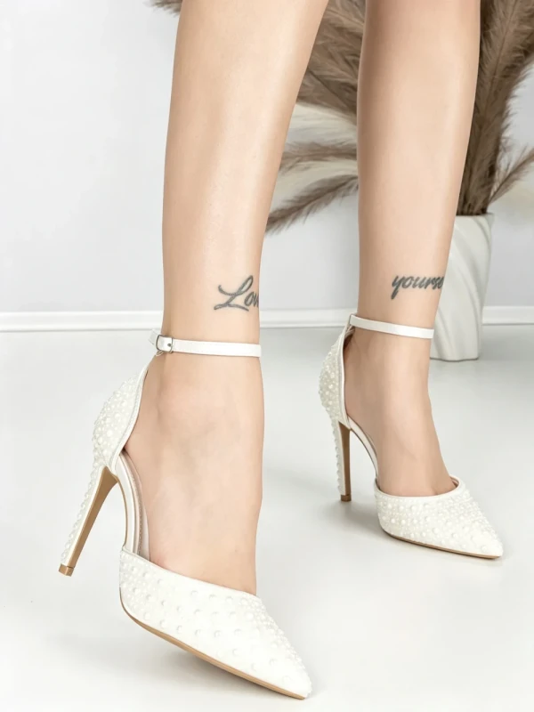 Sandale Dama cu Toc Subtire 6DC7 WHITE | MEI