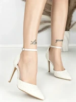 Sandale Dama cu Toc Subtire 6DC7 WHITE | MEI