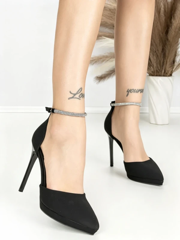 Sandale Dama cu Toc Subtire 6DC5 BLACK | MEI