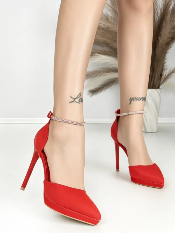 Sandale Dama cu Toc Subtire 6DC5 RED | MEI