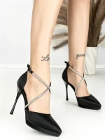 Sandale Dama cu Toc Subtire 6DC6 BLACK | MEI