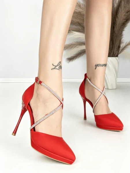 Sandale Dama cu Toc Subtire 6DC6 RED | MEI