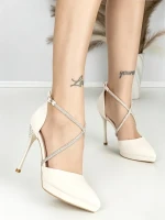 Sandale Dama cu Toc Subtire 6DC6 BEIGE | MEI