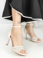 Sandale Dama cu Toc Subtire 5HLX66 BEIGE | MEI