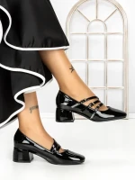 Pantofi cu Toc mic 77-557 BLACK | CM