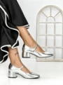 Pantofi cu Toc mic 77-554 SILVER | CM