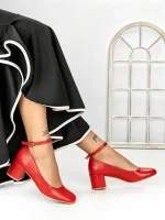 Pantofi cu Toc mic 77-559 RED | CM