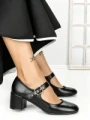 Pantofi cu Toc Gros 77-558 BLACK | CM