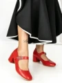 Pantofi cu Toc Gros 77-558 RED | CM