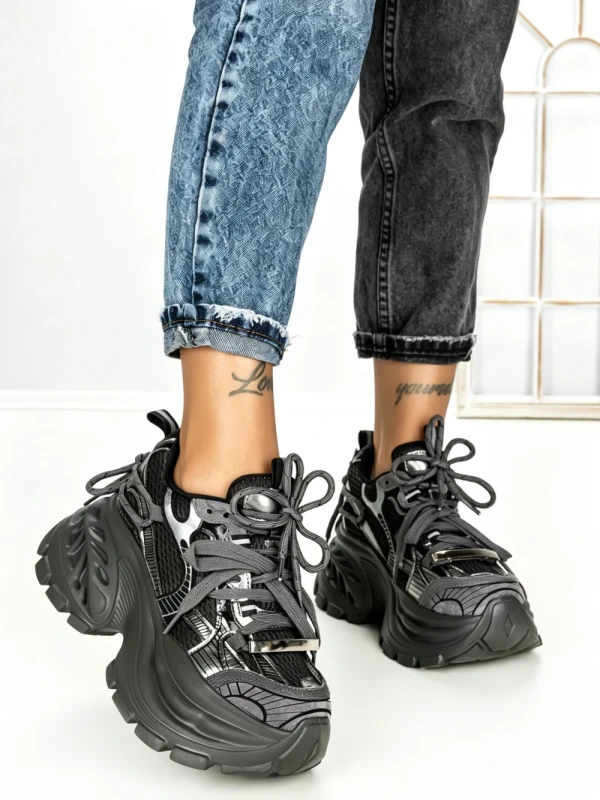 Pantofi Sport Dama cu Platforma 3605 GREY | MEI